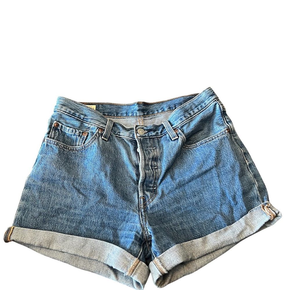 Levi’s “501s” Classic High-Waist Blue Denim Cut Off Shorts Size 28 Womens